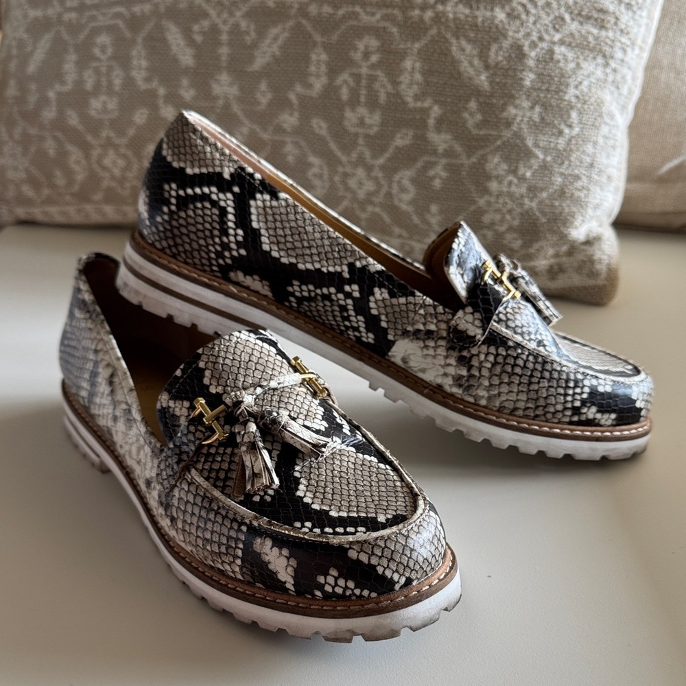 Talbots Snakeskin Patterned Loafers - leather, size 9